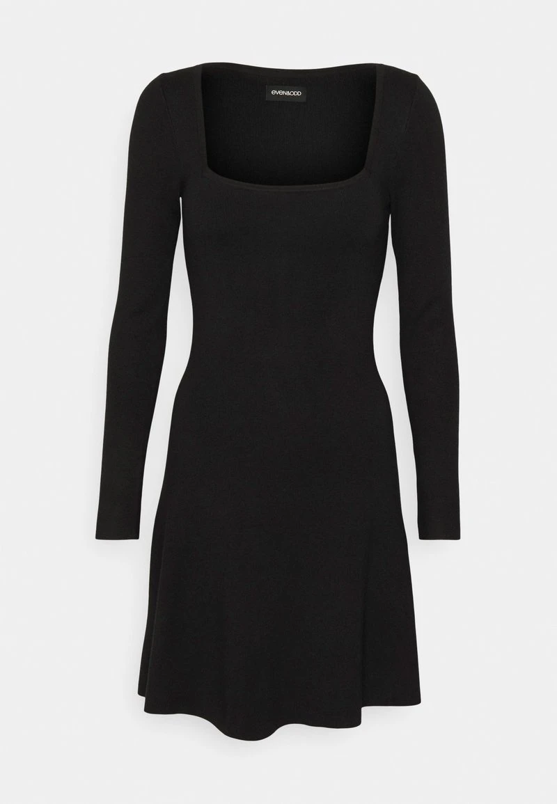 Even&Odd ECKIGER AUSSCHNITT MINI STRICKKLEID - Strickkleid - Black 4 Even&Odd ECKIGER AUSSCHNITT MINI STRICKKLEID - Strickkleid - Black – Bild 4