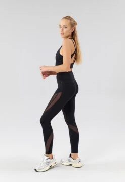 FULL LENGTH HIGH RISE LEGGINGS WITH MESH PANELS - Leggings - Black -Even&Odd Winkel 0f913f33193b453887097d91381bec67