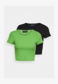 2 PACK - T-Shirt Basic - Black/green -Even&Odd Winkel 14ad0b311eae4479840ef3c1a8e86cd4