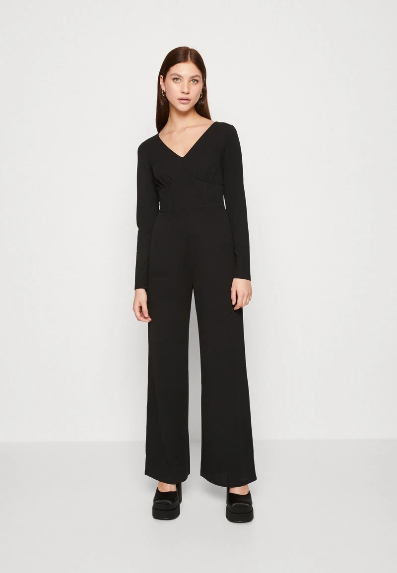 Even&Odd WIDE LEG LONG SLEEVES BODICE - Jumpsuit - Black 1 Even&Odd WIDE LEG LONG SLEEVES BODICE - Jumpsuit - Black