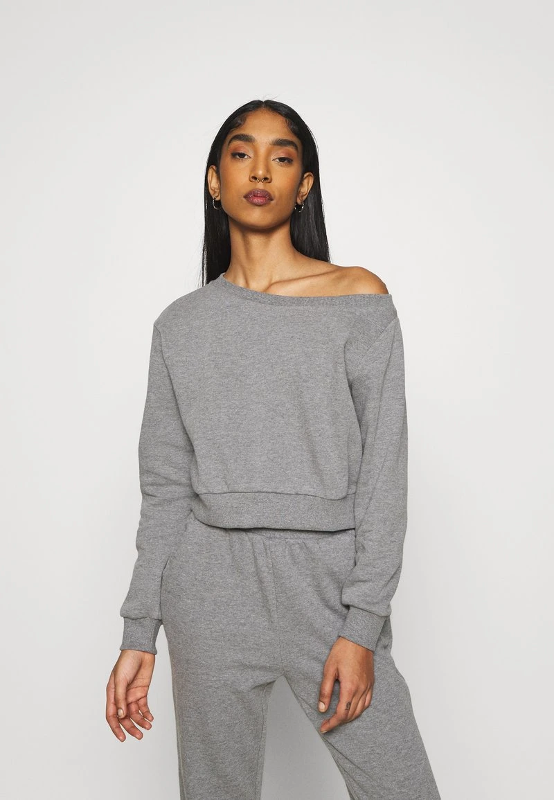 Even&Odd Off Shoulder&Jogger Set - Sweatshirt - Mottled Grey 1 Even&Odd Off Shoulder&Jogger Set - Sweatshirt - Mottled Grey