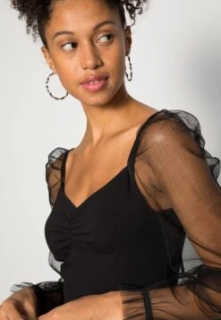 Even&Odd LONG PUFF SLEEVES RUSHING BODYCON DRESS - Cocktailkleid/festliches Kleid - Black -Even&Odd Winkel 2113c43a644a4d11a7f109a500a5177d