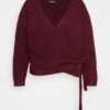 CURVY WRAP CARDIGAN - Strickjacke - Dark Red