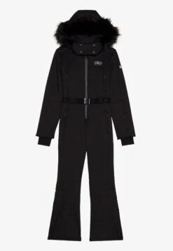 SKI SUIT WITH ADJUSTABLE BELT AND DETACHABLE FUR HOOD - Snowsuit - Black -Even&Odd Winkel 3892cdecdea04729bb50ec81ac7264cb
