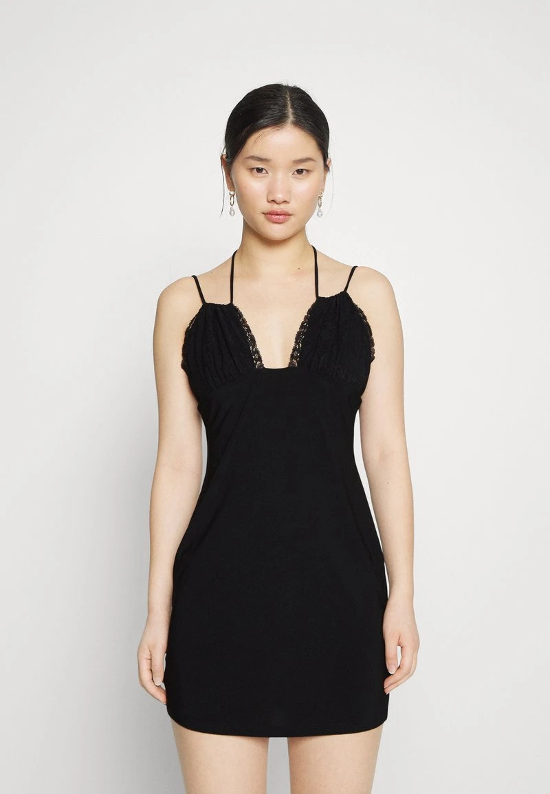 STRAPPY LACE INSERT OPEN NECKLINE MINI BODYCON DRESS - Cocktailkleid/festliches Kleid - Black 1 STRAPPY LACE INSERT OPEN NECKLINE MINI BODYCON DRESS - Cocktailkleid/festliches Kleid - Black