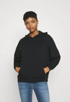 Even&Odd HOODIE LONG WITHOUT DRAWCORD AND POCKET - Kapuzenpullover - Black