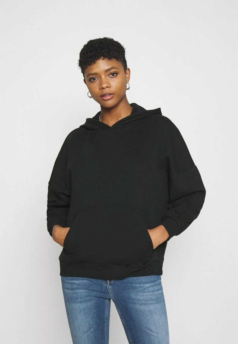 Even&Odd HOODIE LONG WITHOUT DRAWCORD AND POCKET - Kapuzenpullover - Black 1 Even&Odd HOODIE LONG WITHOUT DRAWCORD AND POCKET - Kapuzenpullover - Black