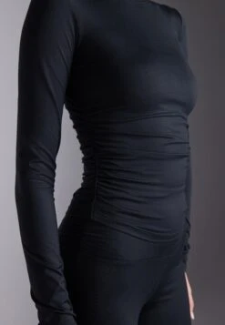 LONG SLEEVE TOP WITH SIDE RUCHING - Long Sleeved Top - Black -Even&Odd Winkel d091bf6c3d0145b5a6fe3e3e8423aa3d