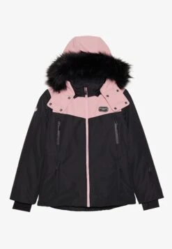SKI JACKET WITH DETACHABLE FUR HOOD - Ski Jacket - Black/light Pink -Even&Odd Winkel daa5ea8fca8c4657aad372e2eecc3c7d
